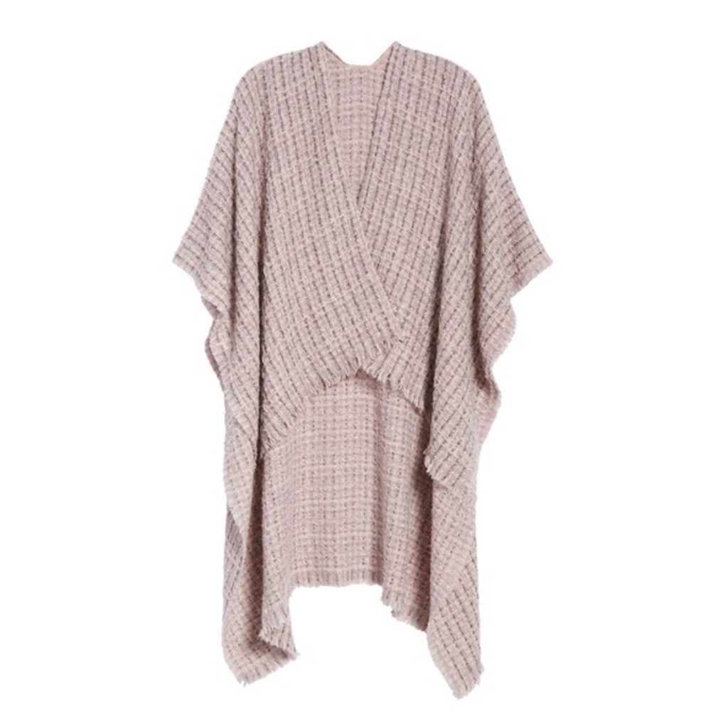 Echo Wrap Shawl Metallic Tweed Ruana In Smoked Lilac